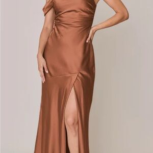 Revelry Livvy Copper Satin Bridesmaid Dress